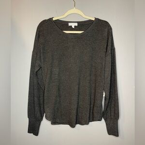 P.J. Salvage Slate Melange Long Sleeve Top Size M NWT grey